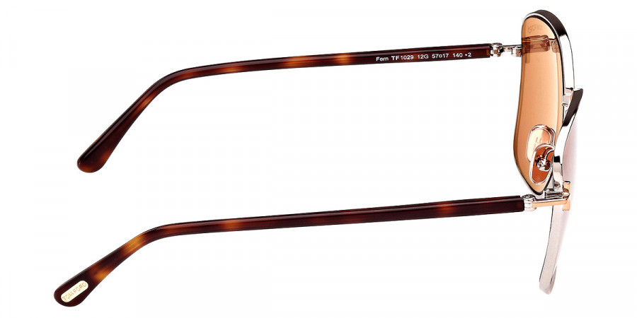 Color: Shiny Light Ruthenium/Classic Havana/T Logo (12G) - Tom Ford FT1029Fern12G57