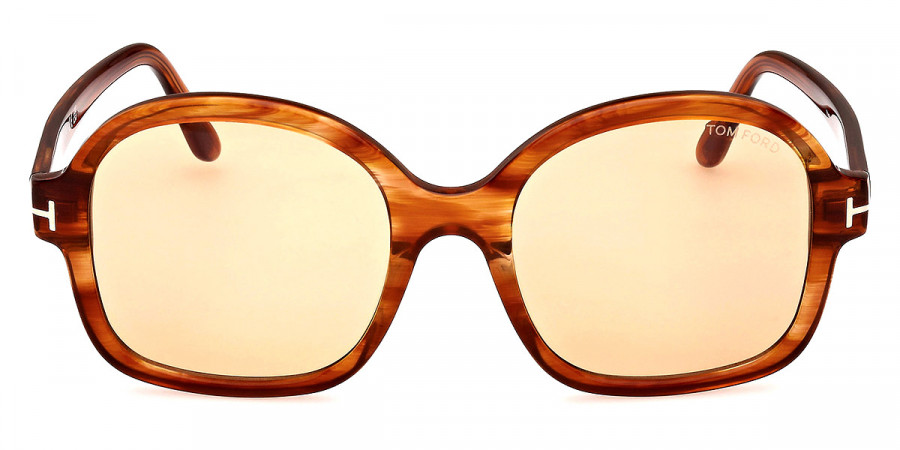 Tom Ford™ FT1034 Hanley 45E 57 - Shiny Transparent Amber/T Logo