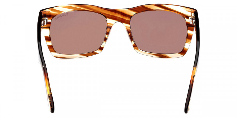 Color: Striped Brown with Transparent Amber/T Logo (56E) - Tom Ford FT1062Nico-0256E56