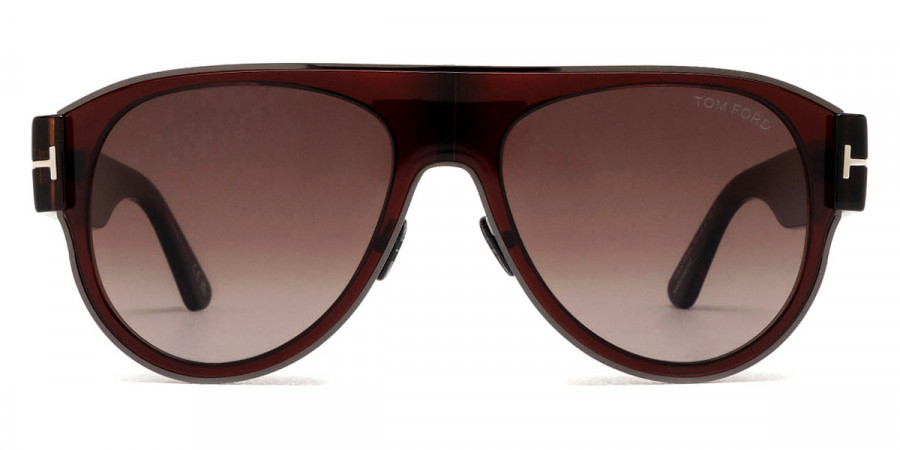 Tom Ford™ FT1074 Lyle-02 48T 58 - Gunmetal/Transparent Brown/Red Havana/T Logo