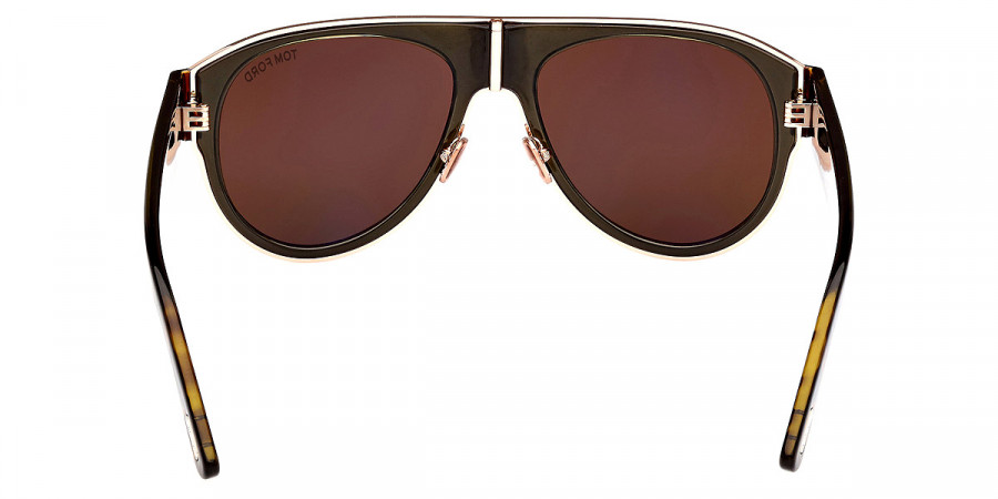 Color: Shiny Rose Gold/Transparent Khaki/Dark Havana/T Logo (51J) - Tom Ford FT1074Lyle-0251J58