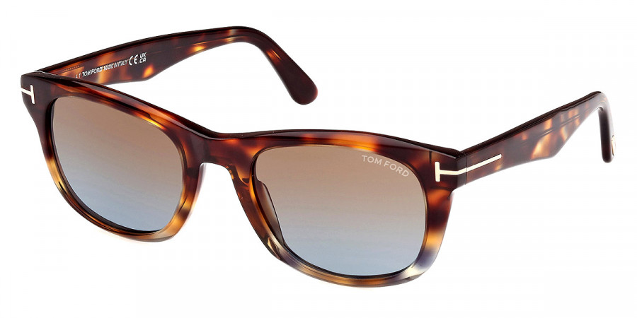 Color: Shiny Vintage Havana To Light Havana/T Logo (56B) - Tom Ford FT1076Kendel56B54