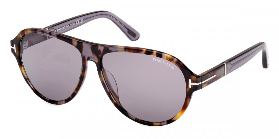 Color: Colored Havana/Shiny Gray (55C) - Tom Ford FT108055C59