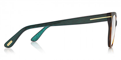 Tom Ford™ FT5291 052 55 Shiny Havana/Iridescent Chalkstripe Emerald  Eyeglasses