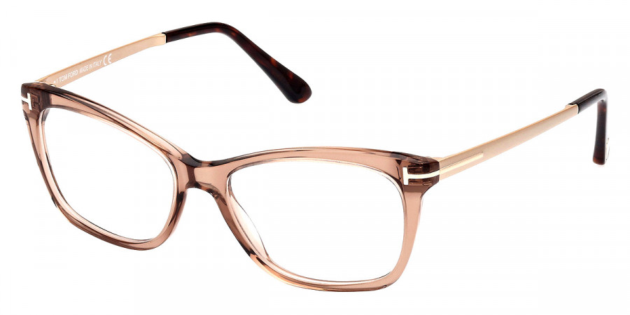 Color: Shiny Transparent Champagne/Matte Pale Gold/T Logo (045) - Tom Ford FT535304554