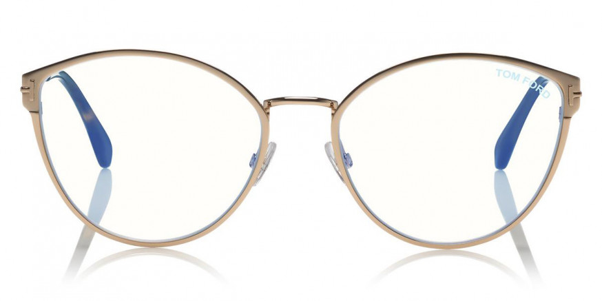 Tom Ford™ FT5573-B 028 55 Shiny Rose Gold/Shiny Classic Havana/Blue  Eyeglasses