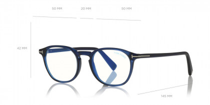 Tom Ford™ FT5583-B 090 50 Shiny Transparent Blue/Shiny Palladium T Logo  Eyeglasses