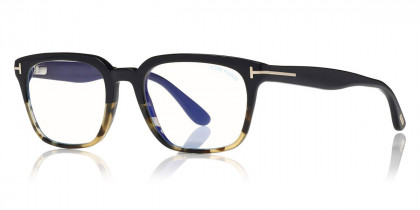 Tom Ford™ FT5626-B 005 53 Shiny Black Gradient Cut To Tortoise Havana/Blue  Eyeglasses