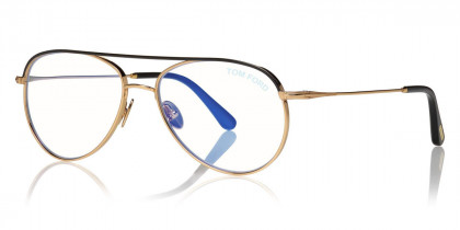 Tom Ford™ FT5693-B 030 57 Shiny Deep Gold/Shiny Black/T Logo Eyeglasses