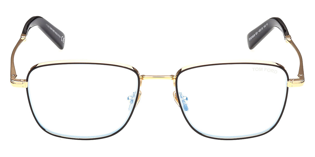 Tom Ford™ FT5748-B 001 55 Shiny Black Enamel/Deep Gold/T Logo Eyeglasses