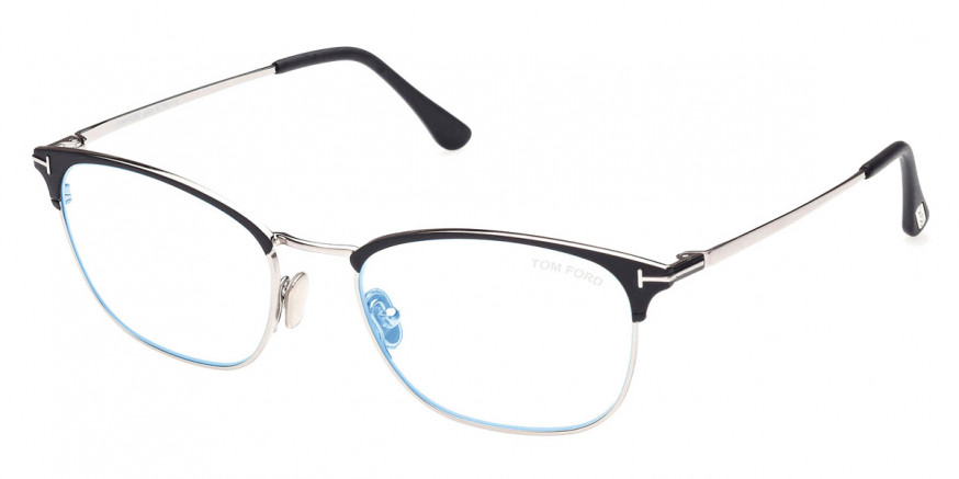 Tom Ford™ FT5750-B 002 54 Matte Black/Shiny Palladium/T Logo Eyeglasses
