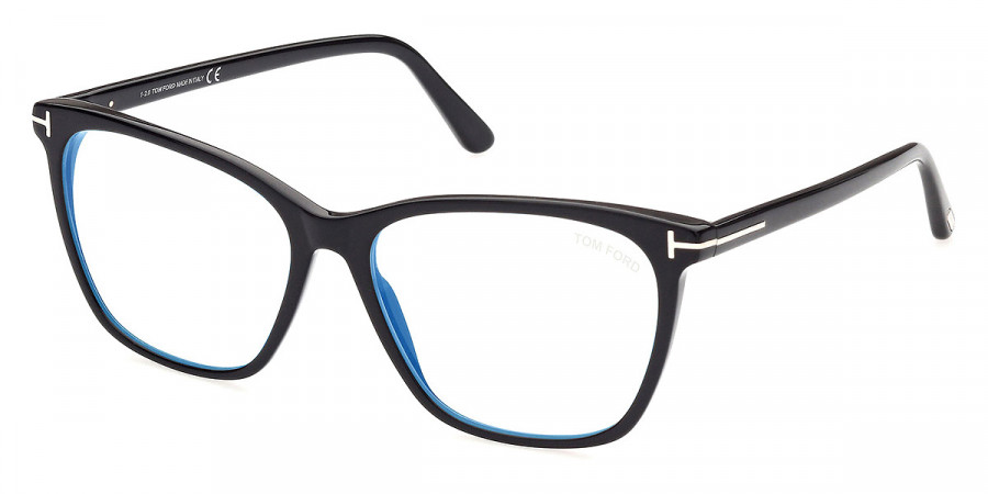 Tom Ford™ FT5762-B 001 55 Shiny Black/T Logo Eyeglasses