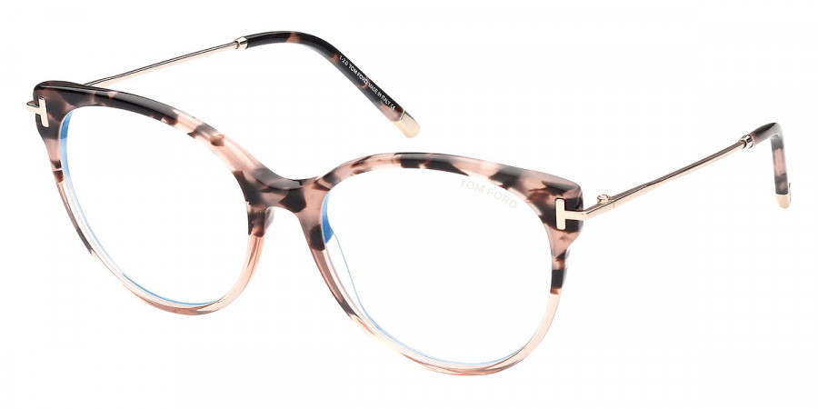 Color: Shiny Blush Havana/Shiny Rose Gold/T Logo (055) - Tom Ford FT5770-B05554