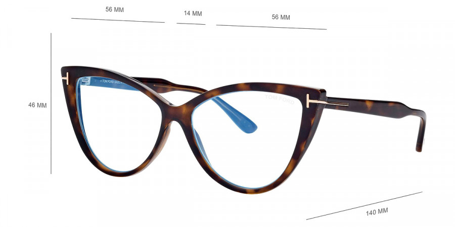 Color: Shiny Dark Havana/T Logo (052) - Tom Ford FT5843-B05256