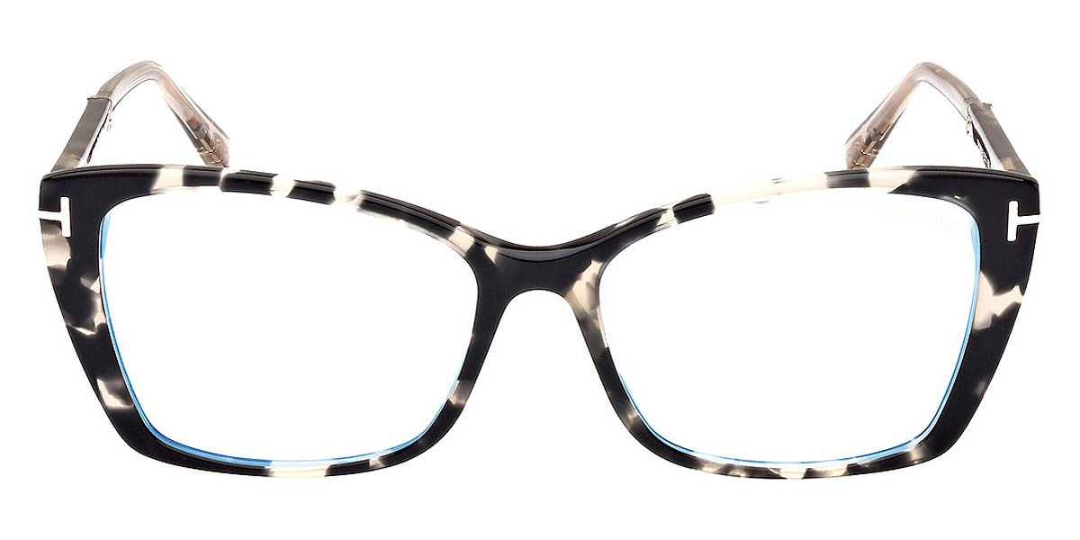 Tom Ford™ FT5893-B 005 55 Vintage Black Havana/Shiny Rose Gold/T Logo  Eyeglasses