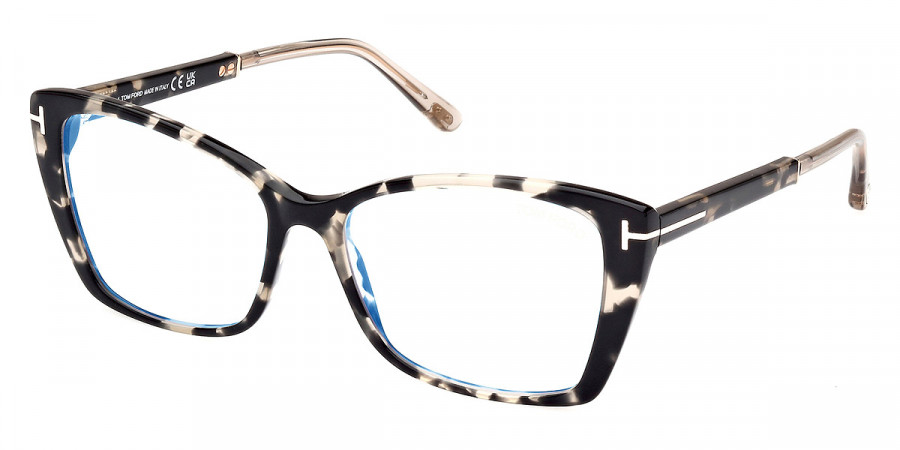 Color: Vintage Black Havana/Shiny Rose Gold/T Logo (005) - Tom Ford FT5893-B00555