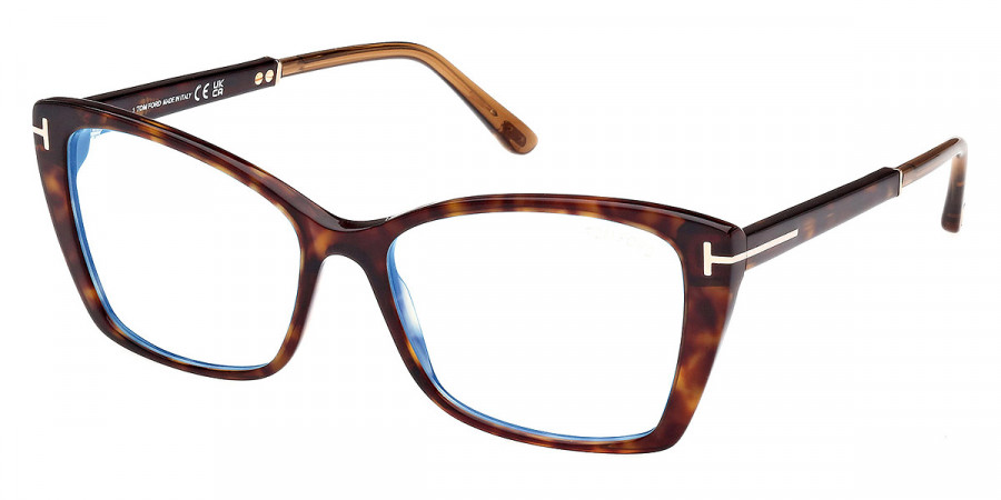 Color: Classic Dark Havana/Shiny Rose Gold/T Logo (052) - Tom Ford FT5893-B05255