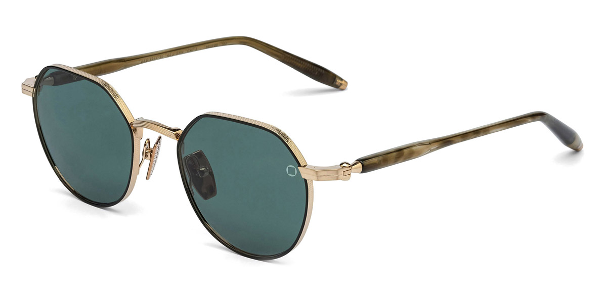 Color: Brushed 12k Gold/ Black Enamel/Green Tortoise Swirl (522A) - Akoni AKOThemis522A50