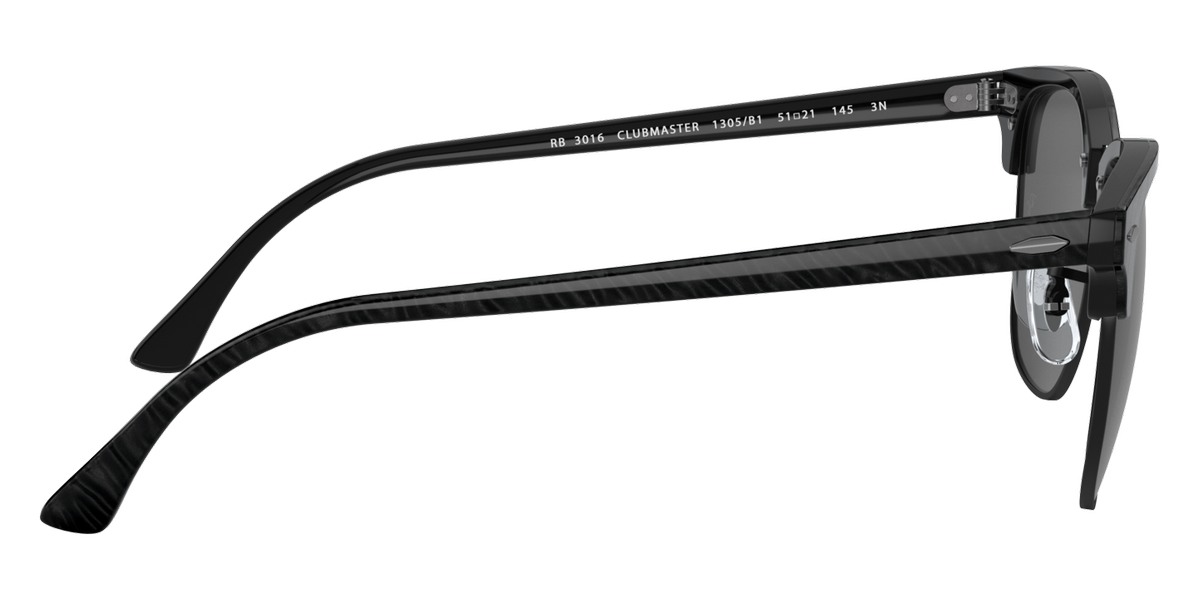 Ray-Ban™ Clubmaster RB3016 1305B1 51 Wrinkled Black On Black Sunglasses
