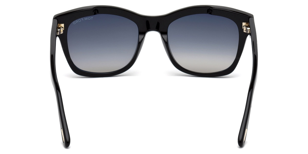 Tom Ford FT0614 Lauren 02 01C 52 Shiny Black Rose Gold T Logo Sunglasses