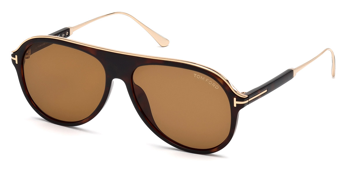 Color: Shiny Classic Dark Havana/Shiny Rose Gold (52E) - Tom Ford FT0624Nicholai-0252E57