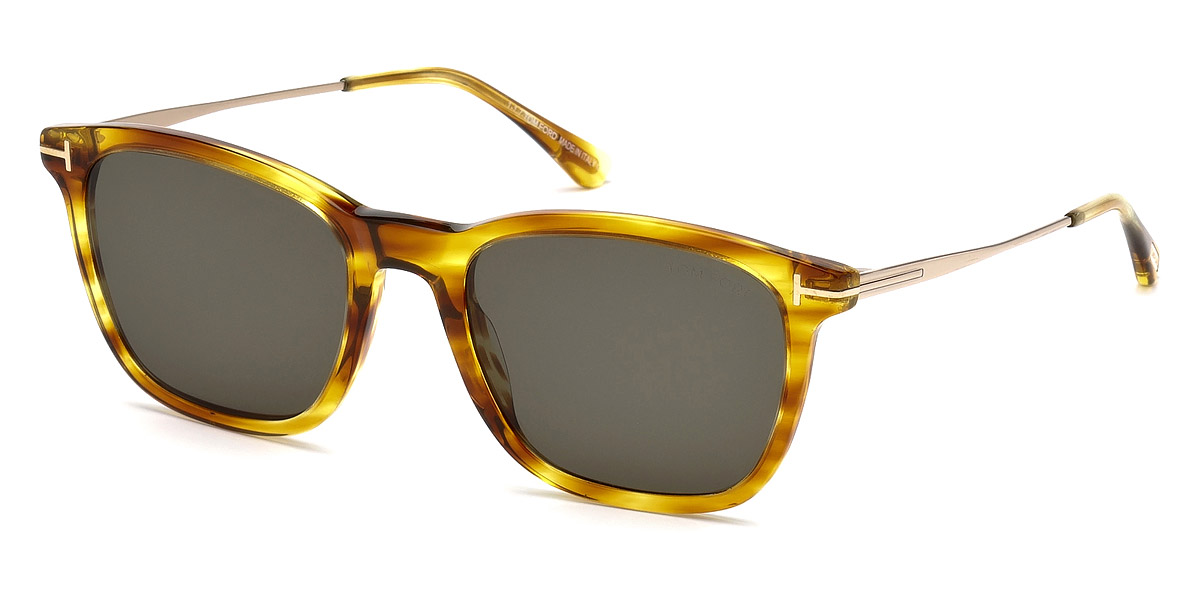 Color: Shiny Striped Light Brown/Shiny Rose Gold (47A) - Tom Ford FT0625Arnaud-0247A53