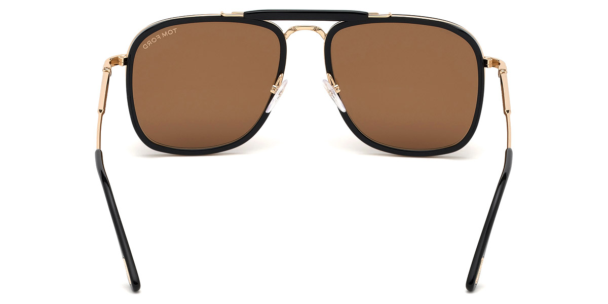 Color: Shiny Black Acetate/Shiny Rose Gold (01E) - Tom Ford FT0665Huck01E58