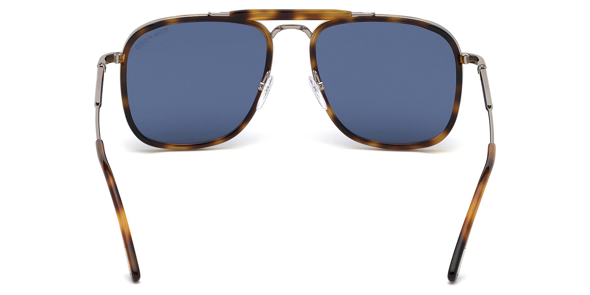 Color: Shiny Blonde Havana Acetate/Light Ruthenium (53V) - Tom Ford FT0665Huck53V58