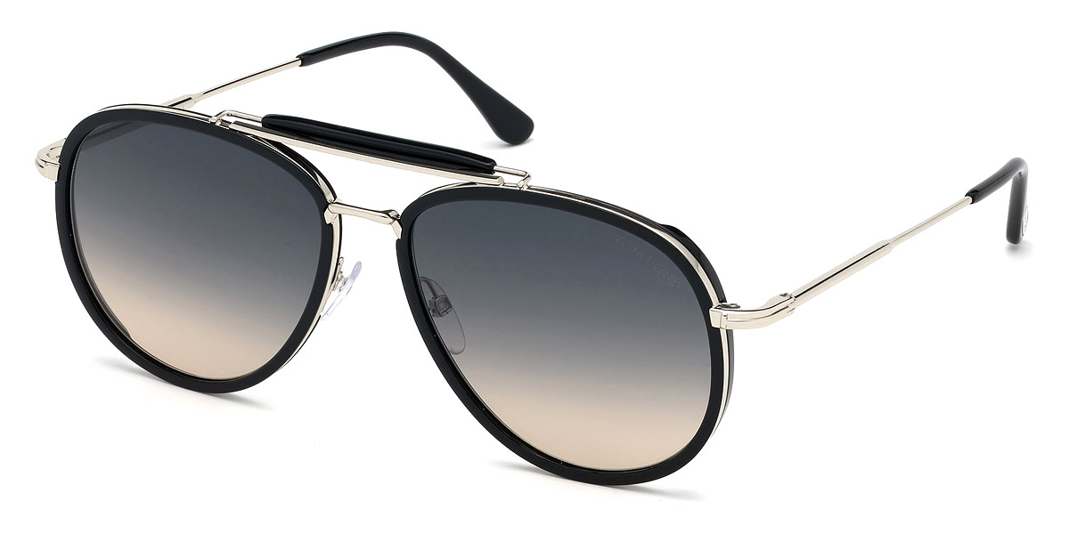 Color: Shiny Black Acetate/Shiny Rhodium (01B) - Tom Ford FT0666Tripp01B58