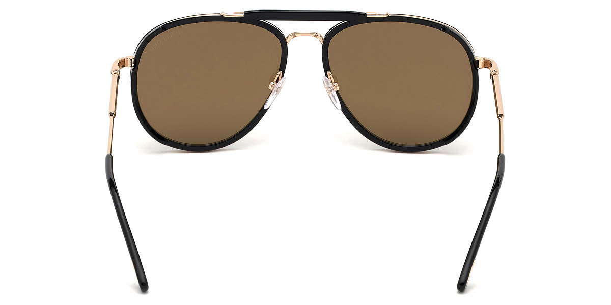 Color: Shiny Black Acetate/Shiny Rose Gold (01G) - Tom Ford FT0666Tripp01G58