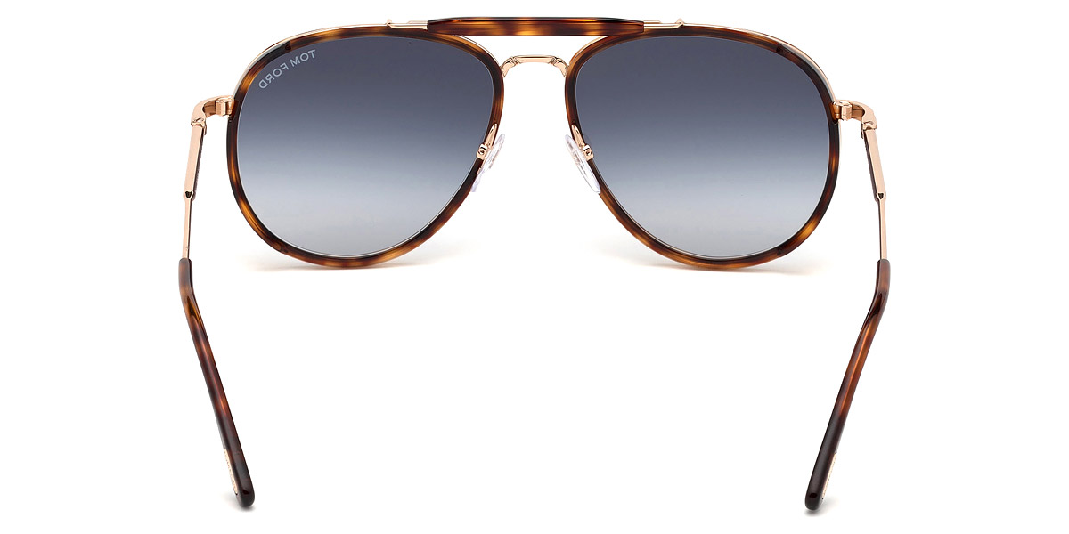 Color: Shiny Red Havana Acetate/Shiny Rose Gold (54W) - Tom Ford FT0666Tripp54W58