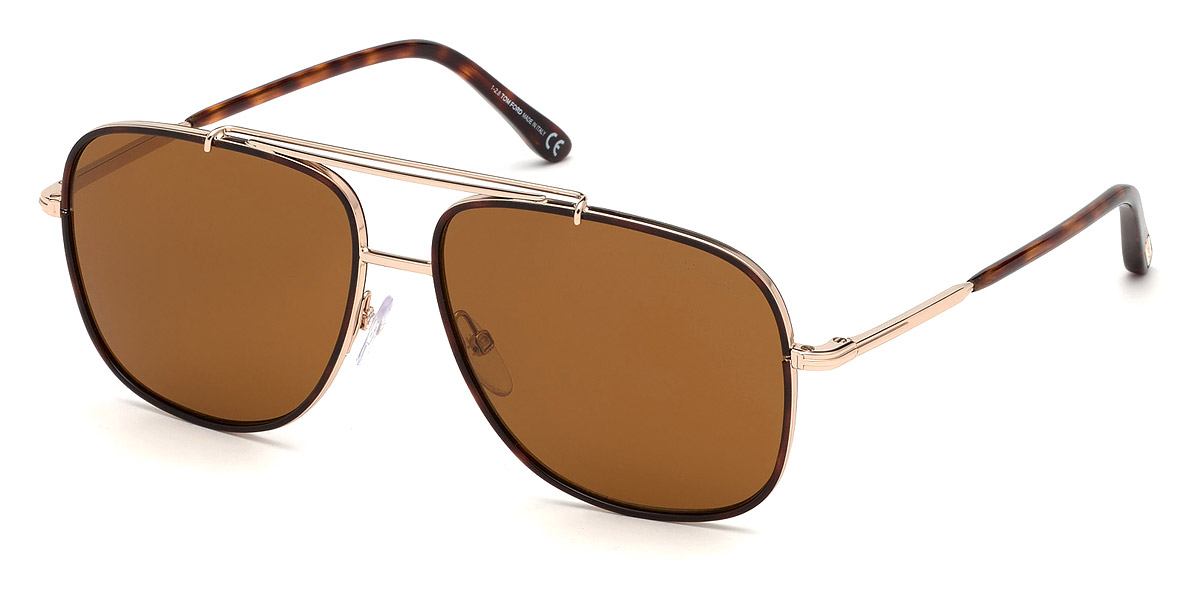 Color: Shiny Rose Gold/Red Havana Acetate (28E) - Tom Ford FT0693Benton28E58