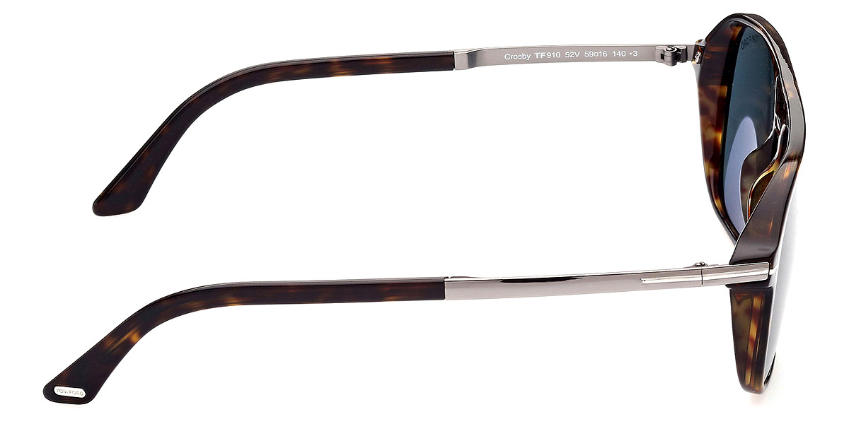 Color: Classic Dark Havana with Dark Ruthenium (52V) - Tom Ford FT0910Crosby52V59