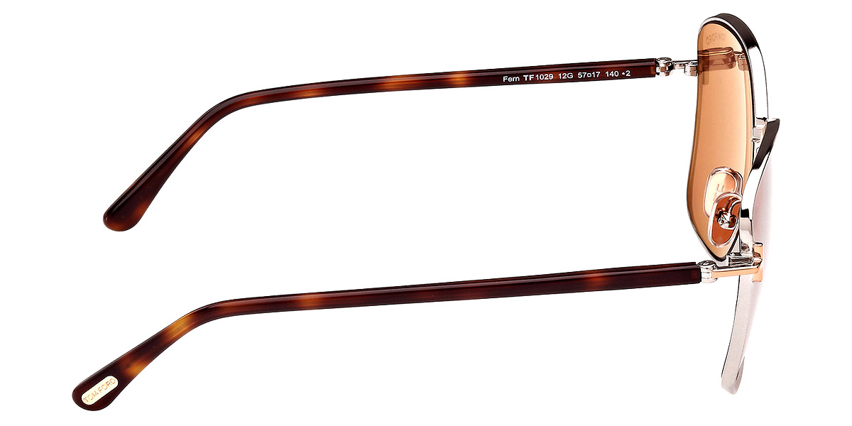 Color: Shiny Light Ruthenium/Classic Havana/T Logo (12G) - Tom Ford FT1029Fern12G57