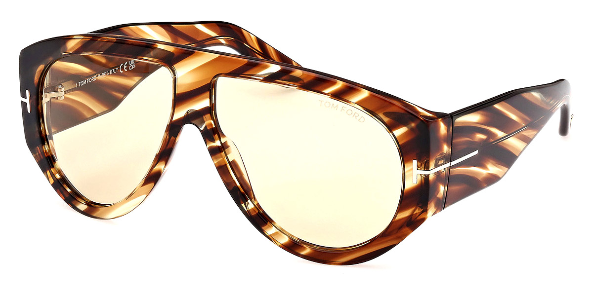 Color: Havana/Striped (56E) - Tom Ford FT104456E60