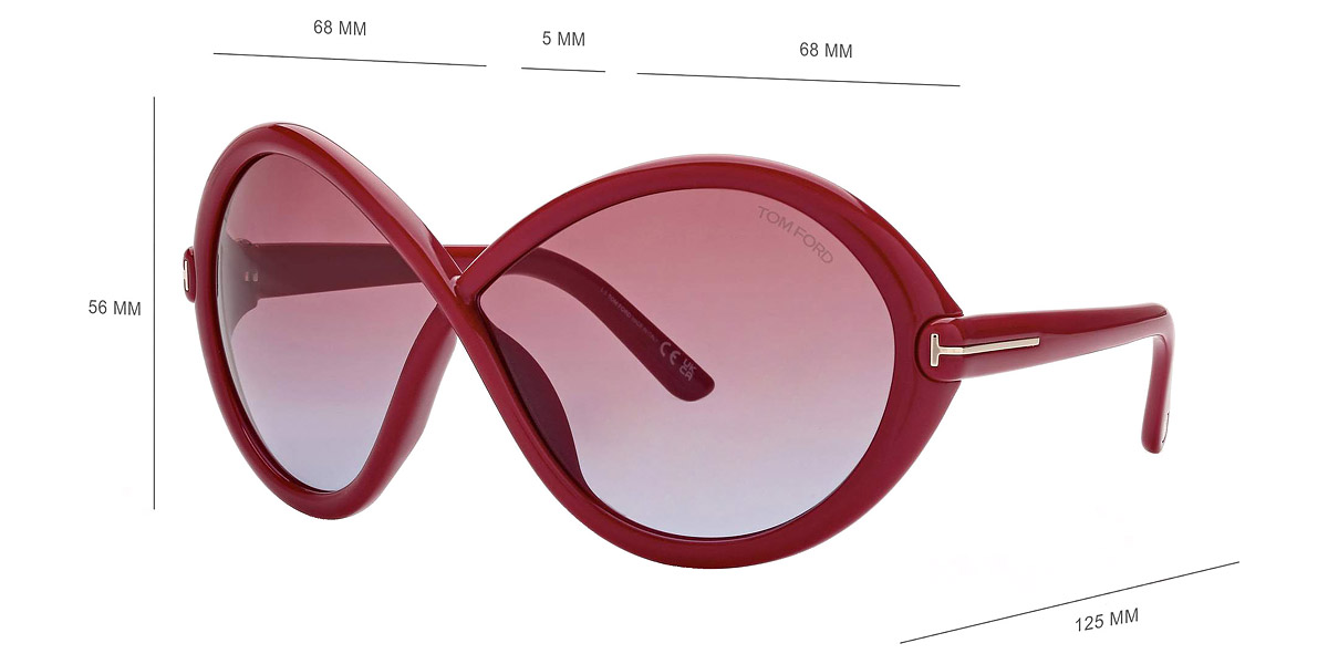 Color: Shiny Dark Fuchsia/T Logo (75Y) - Tom Ford FT1070Jada75Y68