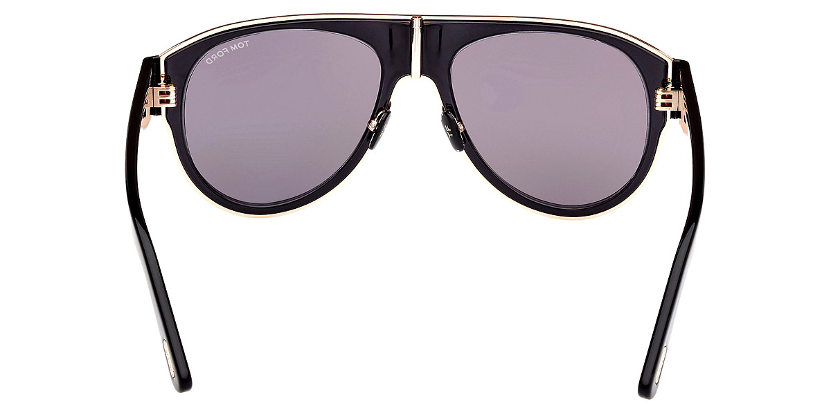 Color: Shiny Rose Gold/Transparent Gray/Shiny Black/T Logo (01C) - Tom Ford FT1074Lyle-0201C58