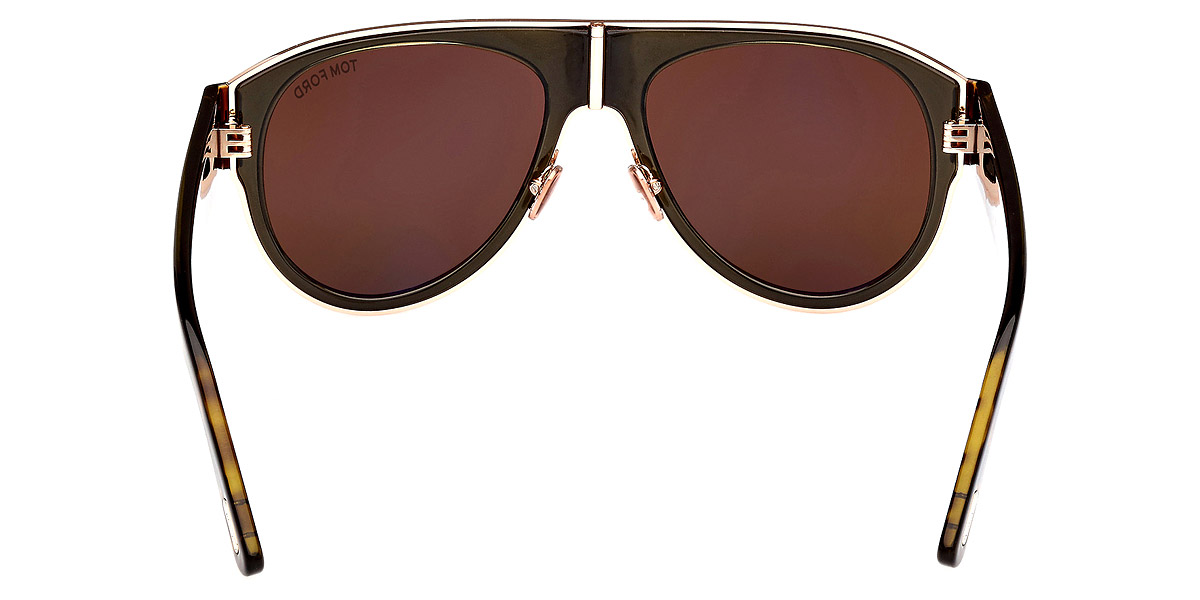 Color: Shiny Rose Gold/Transparent Khaki/Dark Havana/T Logo (51J) - Tom Ford FT1074Lyle-0251J58